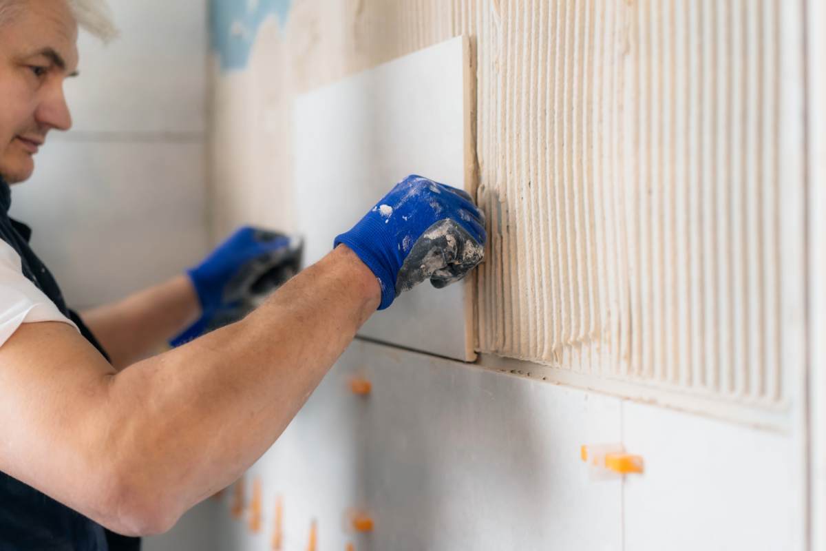 Bathroom wall tiling installation