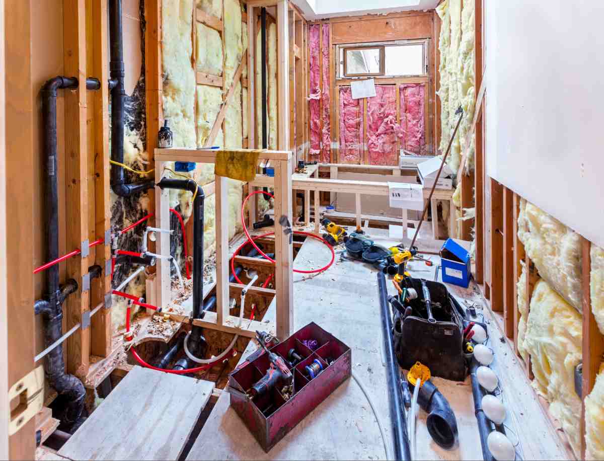 Bathroom first fix plumbing and wall preparation
